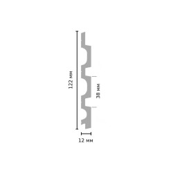 Стеновая панель из полистирола Decomaster Eco Line D316-1070 Дуб молочный 2900×122×12, технический рисунок