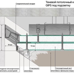 Профиль алюминиевый теневой с подсветкой Laconistiq Gips Черный RAL 9005 51-21-300 матовый 3000×43,8×44,1