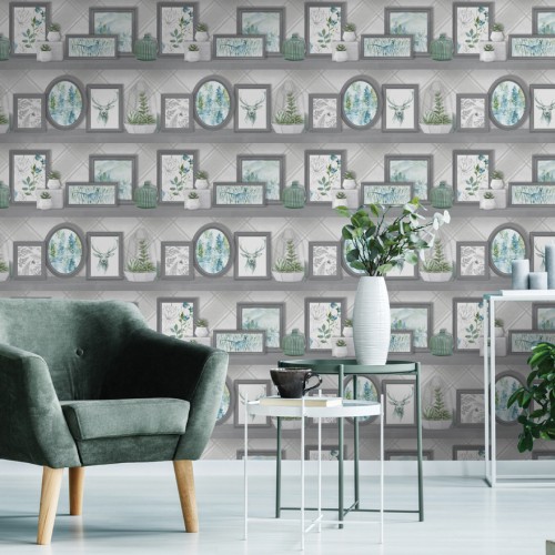 Обои Holden Kaleidoscope Aberfeldy Grey/Teal 90630