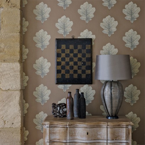 Обои Sanderson Woodland Walk Wallpapers Oak Filigree 215700 фото в интерьере