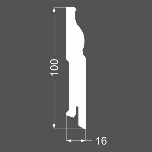 Плинтус МДФ под покраску Ликорн Р 3.100.16 фигурный 2070×100×16