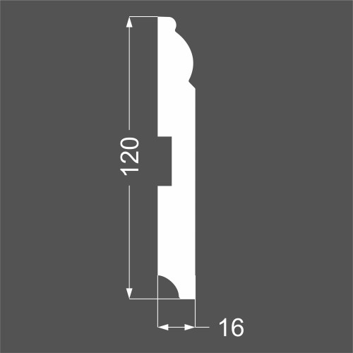 Плинтус МДФ под покраску Ликорн Р 4.120.16 фигурный 2070×120×16
