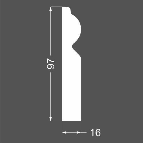 Плинтус МДФ под покраску Ликорн Р 9.97.16 фигурный 2070×97×16