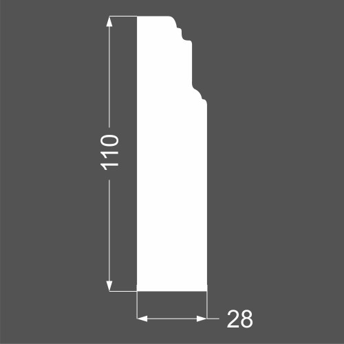 Плинтус МДФ под покраску Ликорн Р 10.110.28 фигурный 2070×110×28