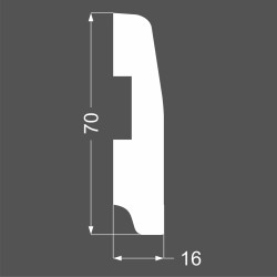 Плинтус МДФ под покраску Ликорн Р 12.70.16 прямой со скосом 2070×70×16, технический рисунок