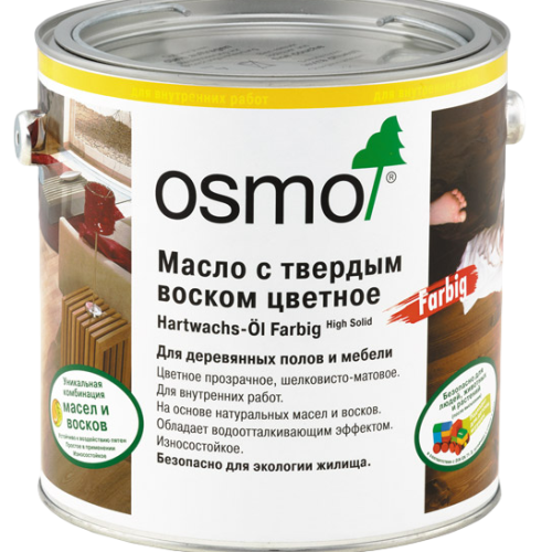 Масло с твердым воском для дерева Osmo Hartwachs-Ol Farbig цвет 3071 Мёд шелковисто-матовое 0,75 л