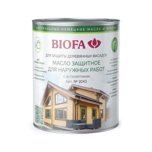 Масло для фасадов Biofa 2043 цвет 4346 Красный дуб 1 л