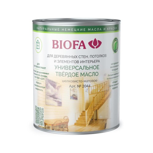 Масло с твердым воском для дерева Biofa 2044 цвет 2001 Белый 0,4 л