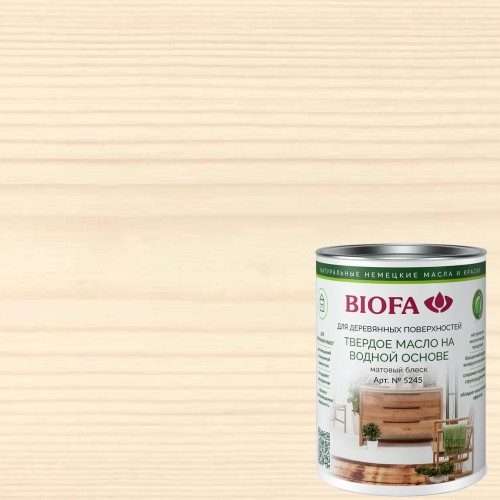 Масло с твердым воском для дерева Biofa 5245 цвет 5001 Анжу матовое 0,125 л