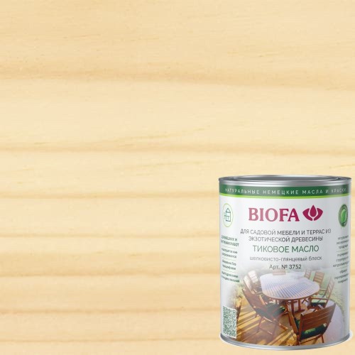 Масло бесцветное тиковое для дерева Biofa 3752 0,125 л