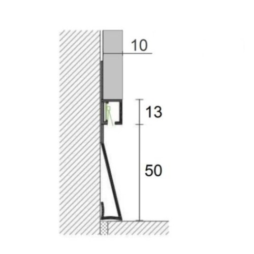 Плинтус алюминиевый теневой Profilpas SKL/2 Concrete Graphite 78593 прямой со скосом с подсветкой 2700×63×10