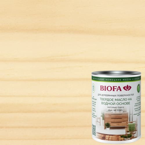 Масло бесцветное с твердым воском для дерева Biofa 5245 матовое 0,3 л