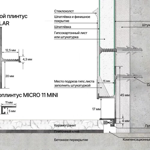 Плинтус алюминиевый теневой Laconistiq Regular Черный 31-11-300 3000×45×15