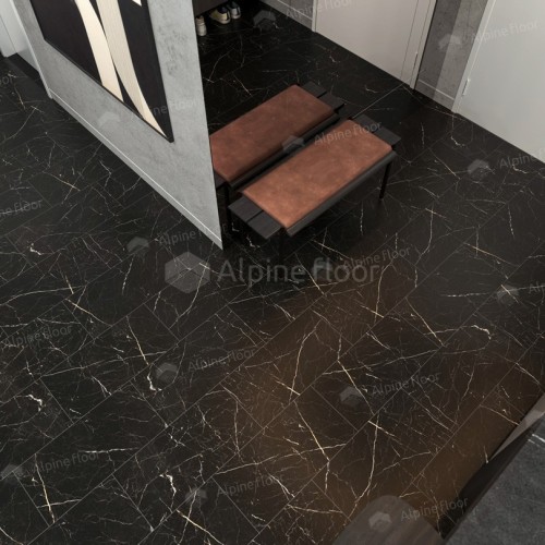 Виниловый пол Alpine Floor замковый Stone Mineral Core Неро ECO 4-27 609,6×304,8×4 фото в интерьере