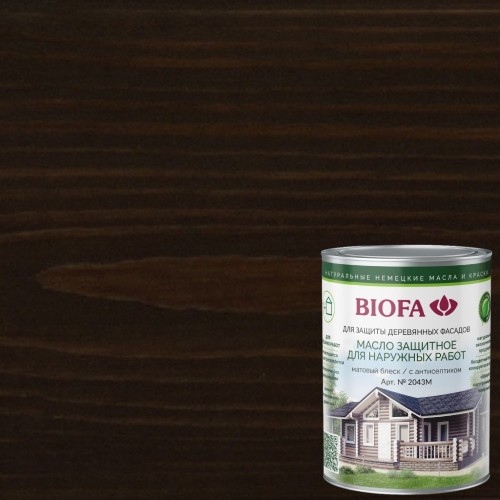 Масло для фасадов Biofa 2043М цвет 4309 Шоколадно-коричневый 0,4 л
