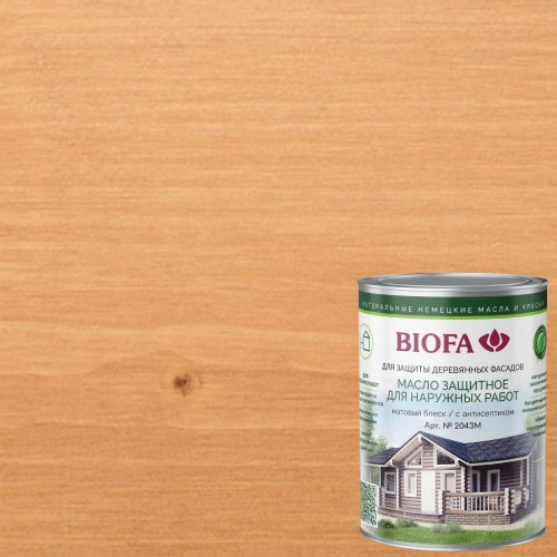 Масло для фасадов Biofa 2043М цвет 4321 Ольха 0,4 л