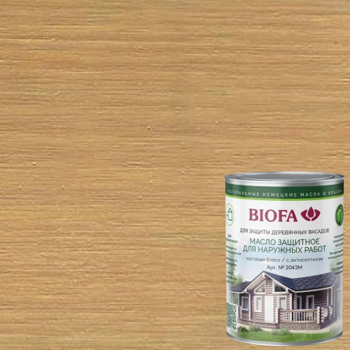 Масло для фасадов Biofa 2043М цвет 4344 Серый дуб 1 л