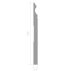 Плинтус ЛДФ под покраску Ultrawood Base 005 i фигурный 2000×219×15, технический рисуно