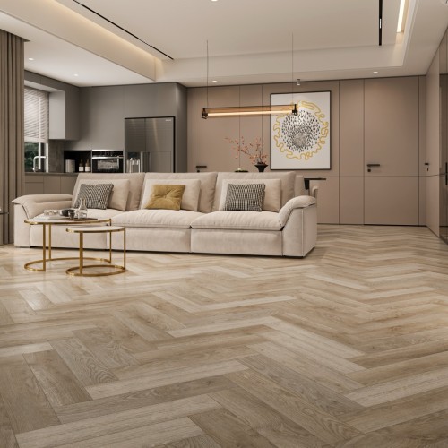 Кварцвиниловый SPC ламинат Cronafloor Herringbone Дуб Лилль H007 венгерская елка 640×128×4,5