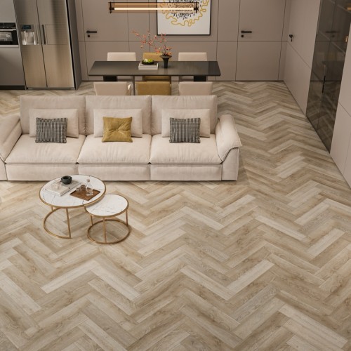 Кварцвиниловый SPC ламинат Cronafloor Herringbone Дуб Лилль H007 венгерская елка 640×128×4,5