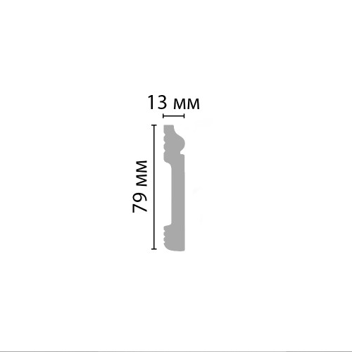 Плинтус из полистирола Decomaster D005-18D фигурный 2400×79×13, технический рисунок