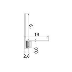 Микроплинтус алюминиевый Modern Decor 20-03-01 RAL 7047 Серый Телегрей 4 2500×19×16, технический рисунок