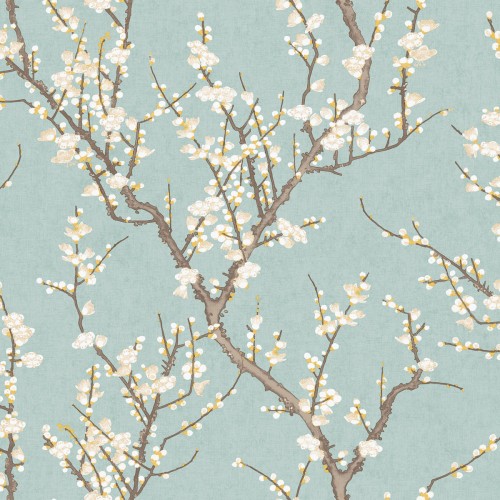 Обои Aura Spring Sakura tree turquoise 1903-1 10,05×0,53