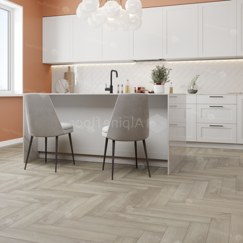 Кварцвиниловый SPC ламинат Alpine Floor Parquet Premium Дуб Фантазия ECO 19-1 венгерская елка 600×125×8 фото в интерьере