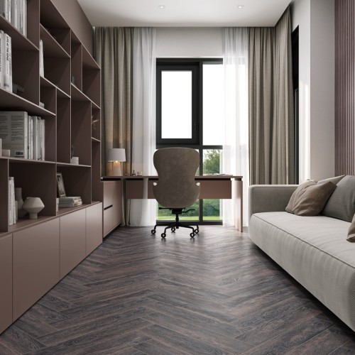 Кварцвиниловый SPC ламинат Cronafloor Herringbone Дуб Бордо H006 венгерская елка 640×128×4,5