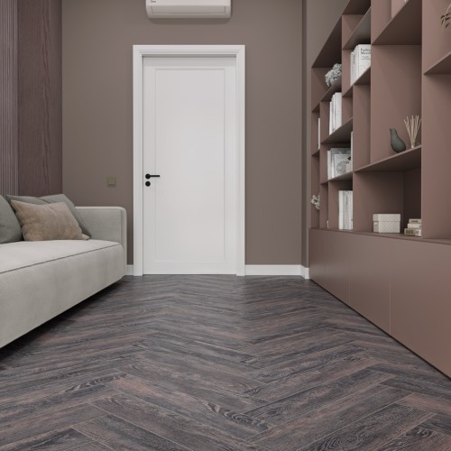 Кварцвиниловый SPC ламинат Cronafloor Herringbone Дуб Бордо H006 венгерская елка 640×128×4,5