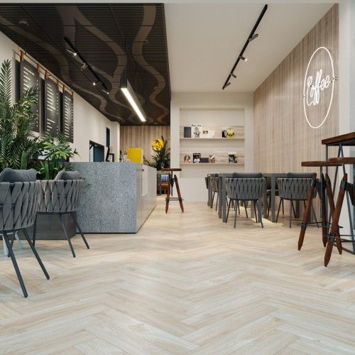 Кварцвиниловый SPC ламинат Cronafloor Herringbone Дуб Ницца H002 венгерская елка 640×128×4,5