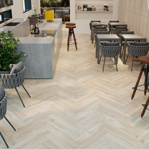 Кварцвиниловый SPC ламинат Cronafloor Herringbone Дуб Ницца H002 венгерская елка 640×128×4,5