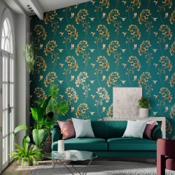 Обои Harlequin Colour 1 Amazilia Teal/Gold 112604 10,05×0,686