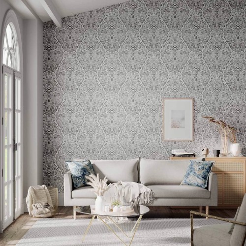 Обои Harlequin Colour 1 Aurelia French Grey/Silver 112611 10,05×0,686 фото в интерьере