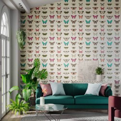 Обои Harlequin Colour 1 Papilio Flamingo/Papaya/Olive 111079 10,05×0,686