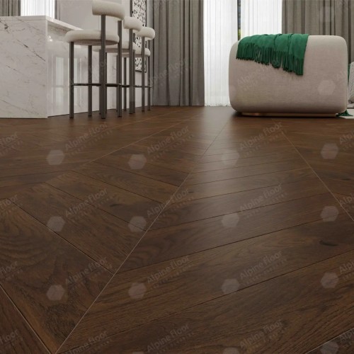 Инженерная доска Alpine Floor Chateau Дуб Тобакко EW203-08 французская елка 600×120×12 фото в интерьере