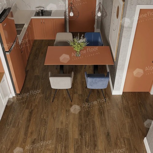 Кварцвиниловый SPC ламинат Alpine Floor Nut Ногуэра ЕСО 22-1 1220×183×4 фото в интерьере