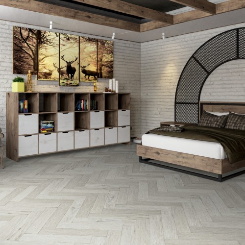 Кварцвиниловая плитка Damy Floor клеевая London LVT Йорк York 191023EL-04-LVT венгерская елка 590×118×2,5 фото в интерьере