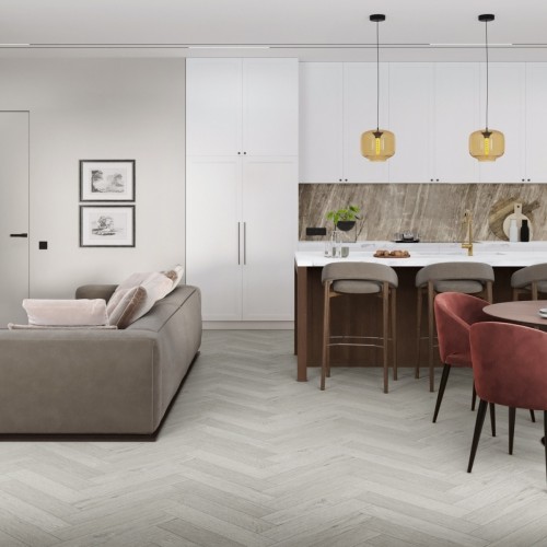 Кварцвиниловая плитка Damy Floor клеевая London LVT Йорк York 191023EL-04-LVT венгерская елка 590×118×2,5 фото в интерьере