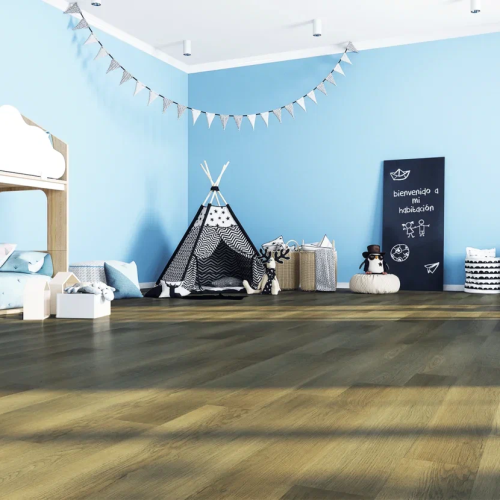 Кварцвиниловый SPC ламинат Home Expert Natural Дуб Золотой лес 0-003 1220×150×3,5 фото в интерьере