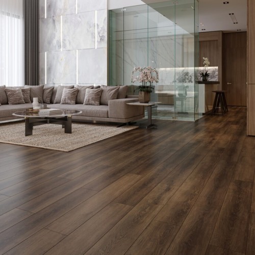 Кварцвиниловый SPC ламинат Evofloor Home Oak Сhocolate Дуб Шоколадный L-20242 1220×183×4 фото в интерьере
