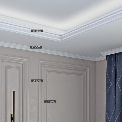 Потолочный плинтус под покраску Bello Deco К6 2000×30×80