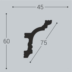 Потолочный плинтус под покраску Bello Deco К9 2000×45×60