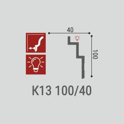 Потолочный плинтус под покраску Bello Deco K13H с подсветкой 2000×40×100