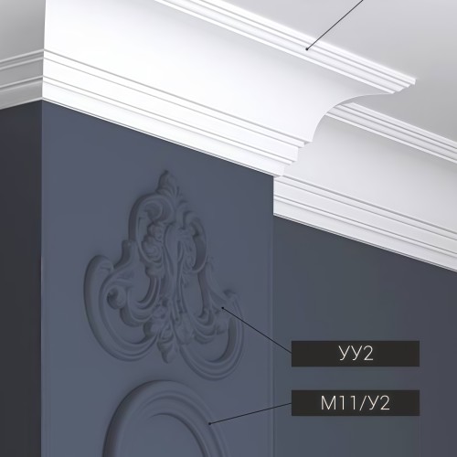 Потолочный плинтус под покраску Bello Deco К16 2000×80×80