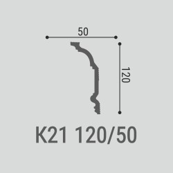 Потолочный плинтус под покраску Bello Deco К21 2000×50×120