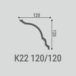 Потолочный плинтус под покраску Bello Deco К22 2000×120×120