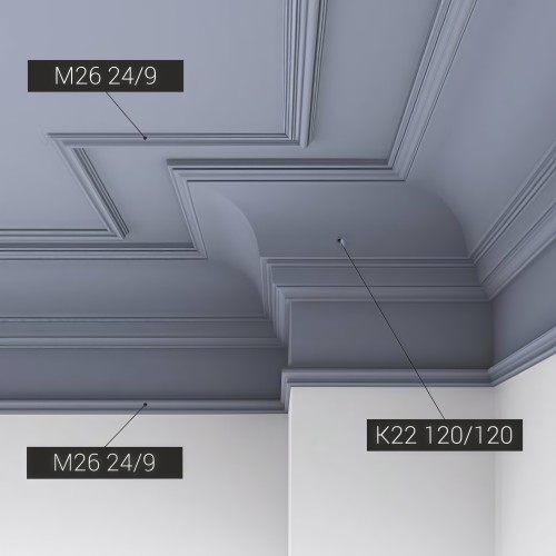 Потолочный плинтус под покраску Bello Deco К22 2000×120×120