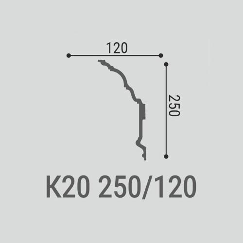 Потолочный плинтус под покраску Bello Deco К20 2000×120×250