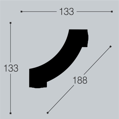 Угловой элемент к молдингу под покраску Bello Deco М12У1 133×133×20